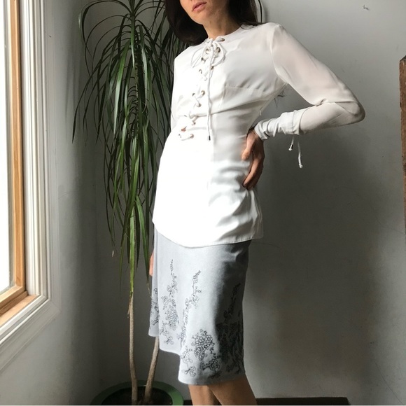 LOVE YA Women’s Long Sleeve White Blouse Size M - Picture 12 of 12